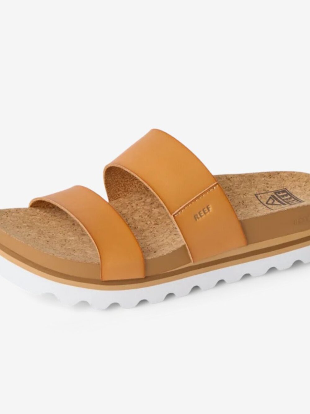 EUC REEF Women's 8 Cushion Vista Hi Natural Tan Slip on Sandals Vegan Leather